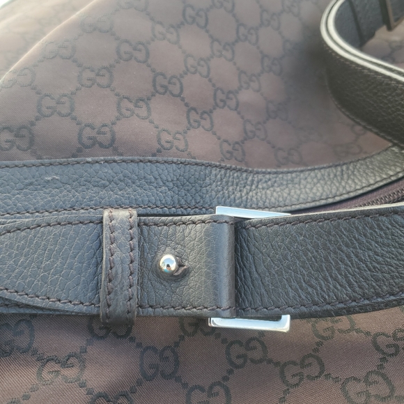 Vintage Authentic Gucci Brown Canvas Fabric GG Travel Bag Italy LARGE - Picture 9 of 14